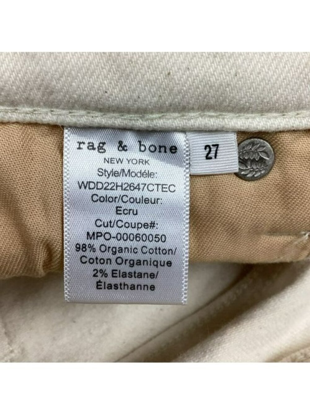 Rag & Bone Nina High-Rise Ankle Cigarette Jeans Ecru NWOT Size 27 - Picture 14 of 16